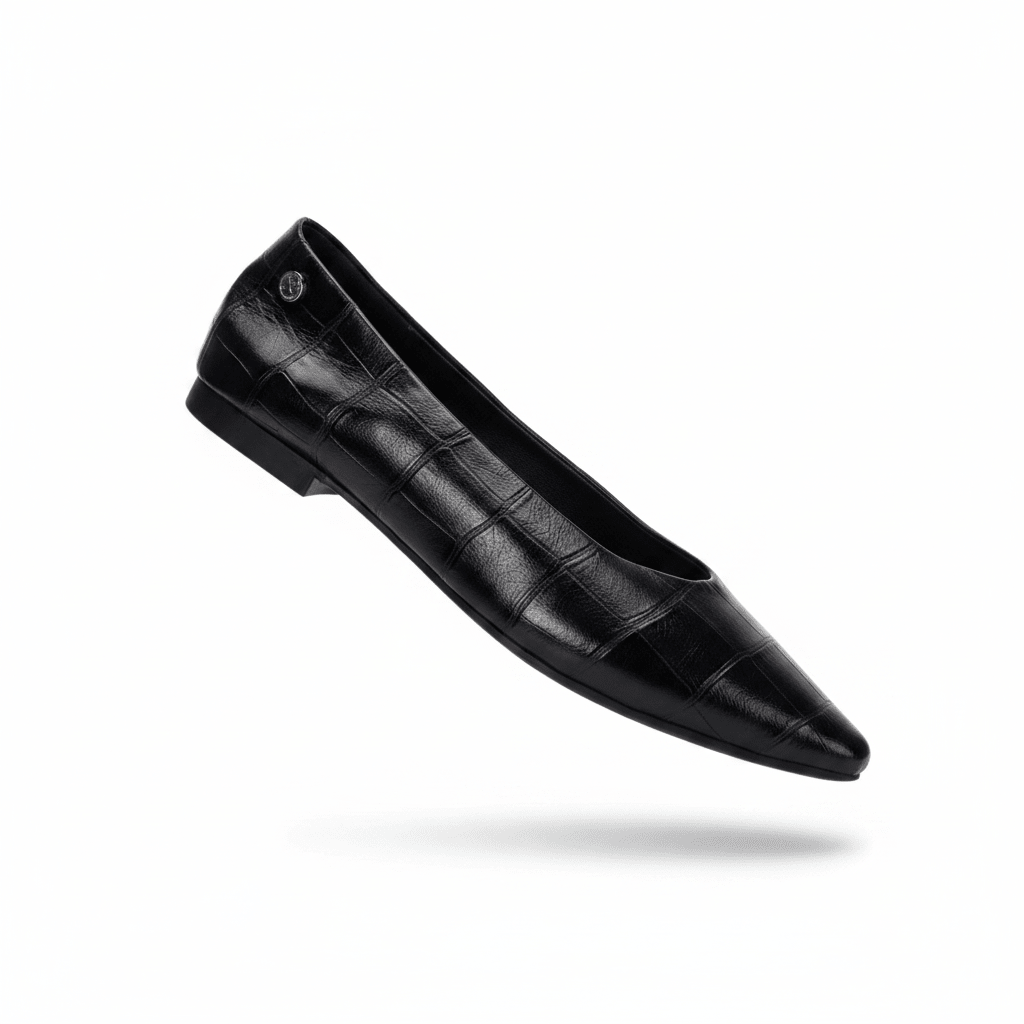 Ballet Flat Croc Black – Studio Packshot