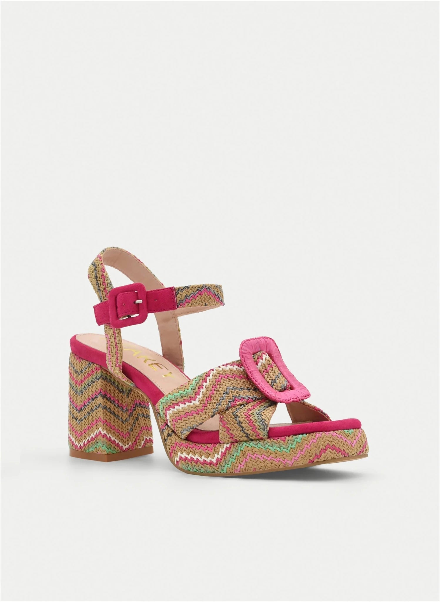 Sandália Azarey com Plataforma Multicolor Fúcsia - Roma Pell
