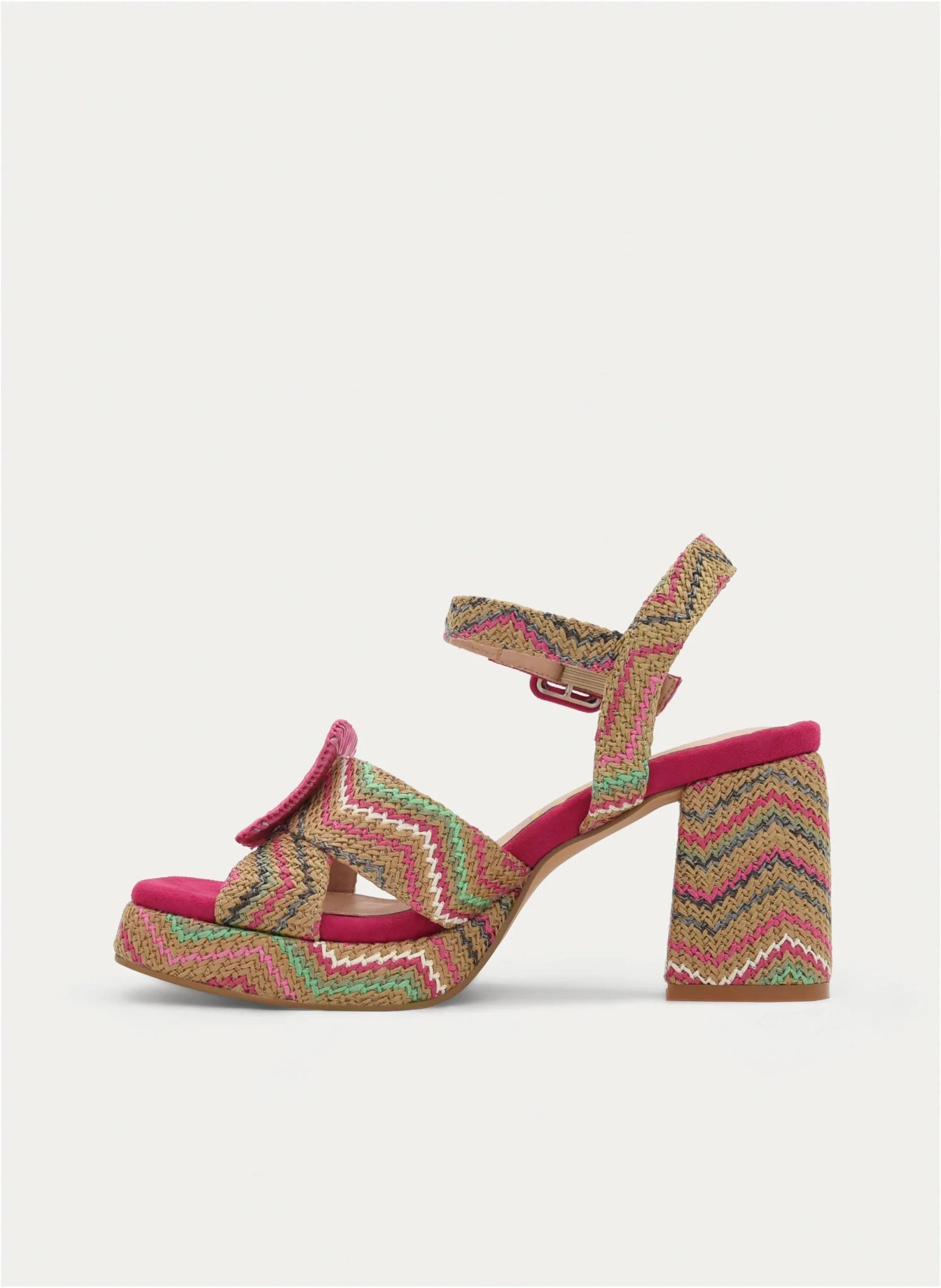 Sandália Azarey com Plataforma Multicolor Fúcsia - Roma Pell