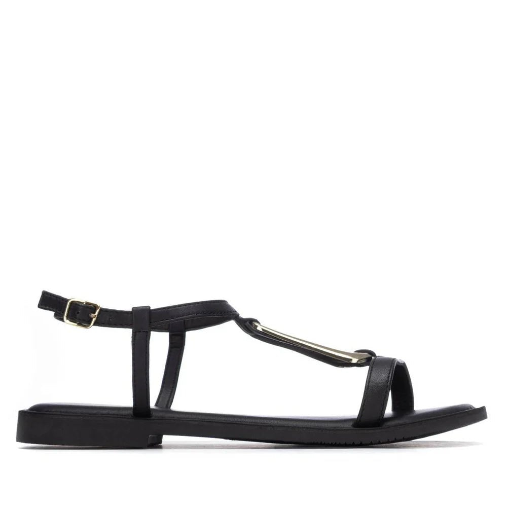 Sandália Carmela em Couro com Detalhe Dourado | Elegância e Conforto - Roma Pell