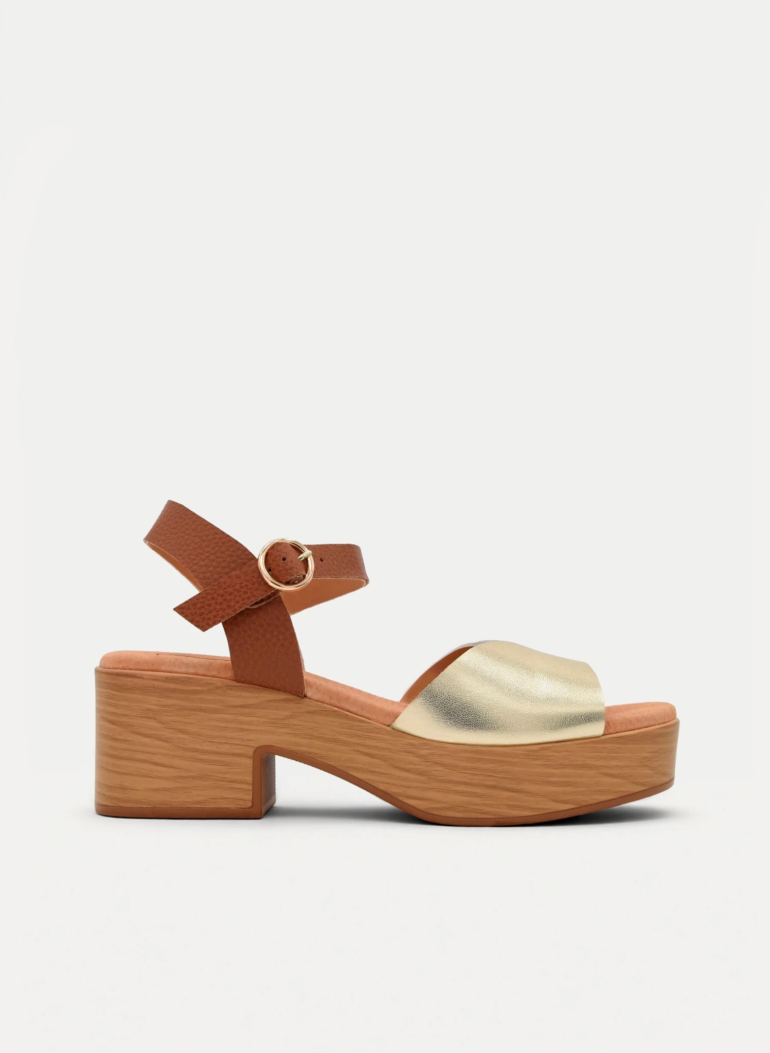 Sandálias de Salto Largo em Couro Dourado | Elegância e Conforto - Roma Pell