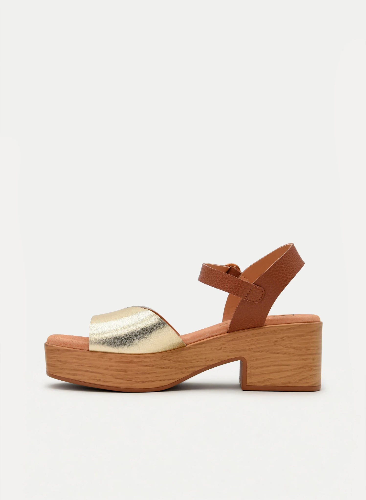 Sandálias de Salto Largo em Couro Dourado | Elegância e Conforto - Roma Pell