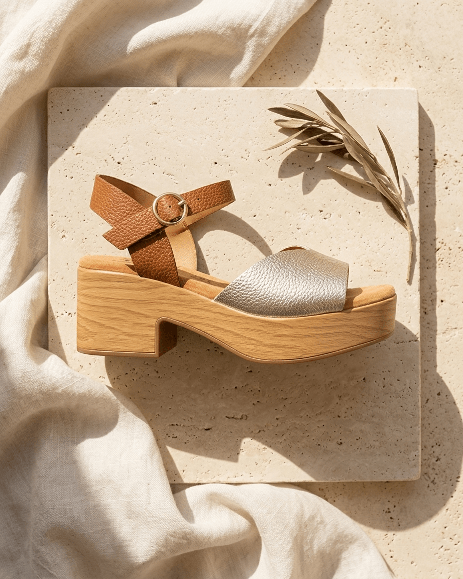 Sandálias de Salto Largo em Couro Dourado | Elegância e Conforto - Roma Pell