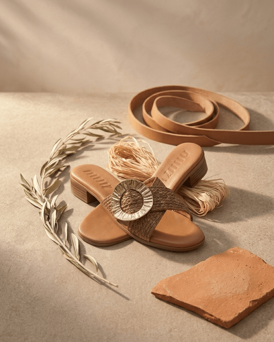Sandálias Mustang Agnes | Ráfia Entrançada e Palmilha Comfort - Roma Pell