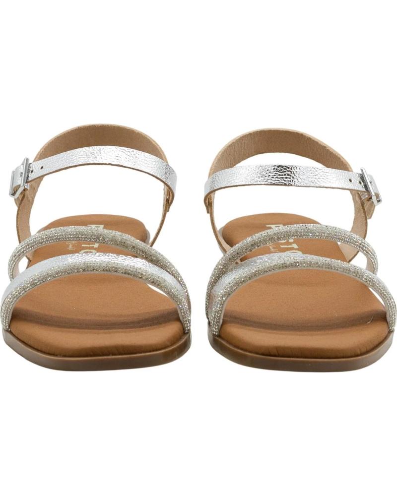 Sandálias Oh My Sandals 5871 prata — vista lateral com salto baixo 2,5cm e sola conforto | Roma Pell