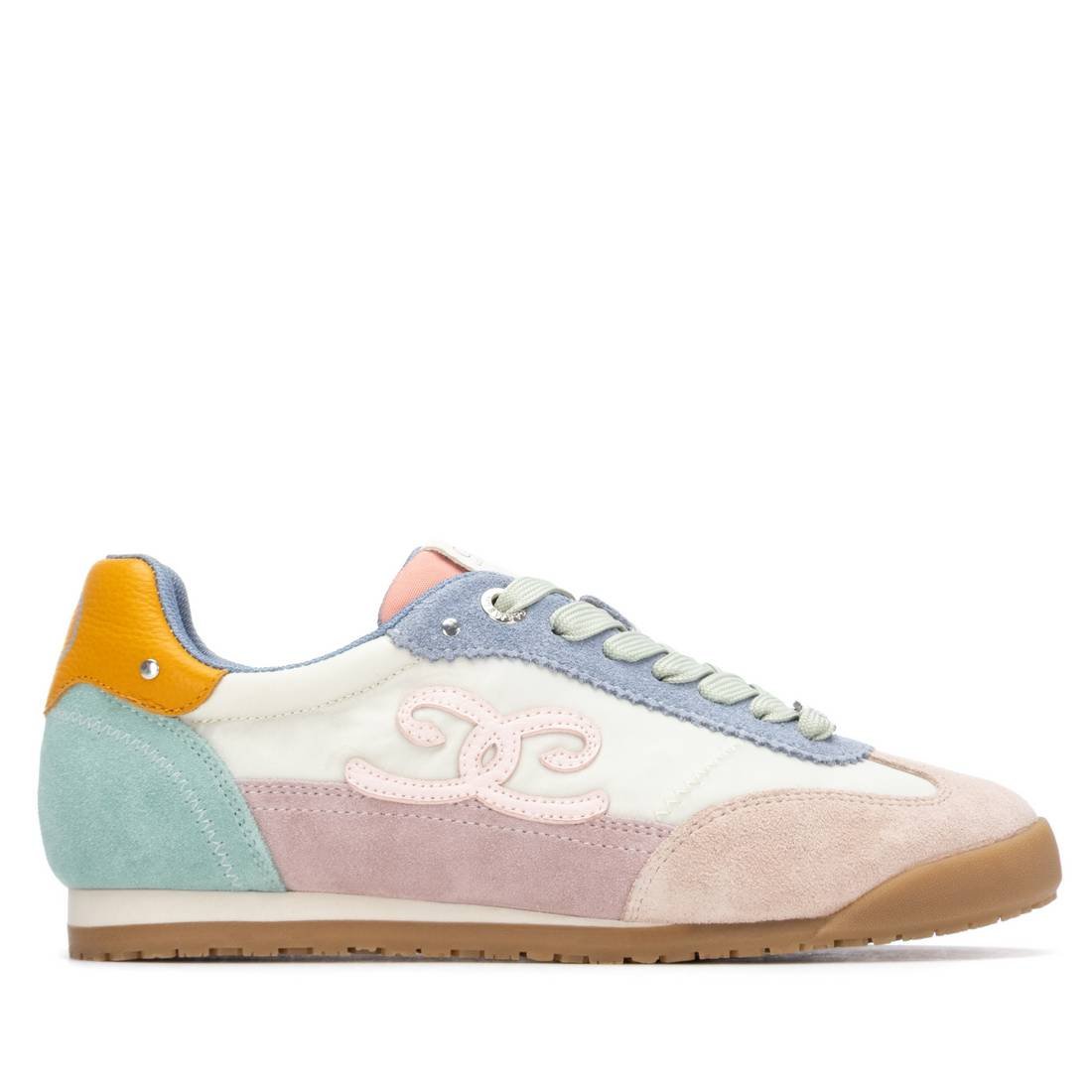 Sapatilha Carmela Multicolor | Camurça Pastel Bege Azul Rosa - Roma Pell