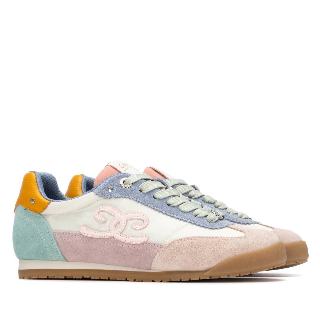 Sapatilha Carmela Multicolor | Camurça Pastel Bege Azul Rosa - Roma Pell