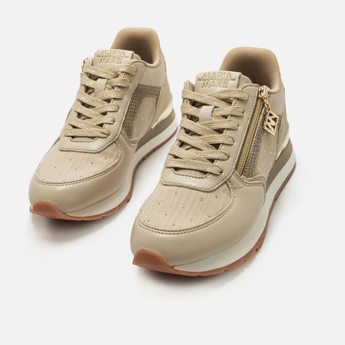 Sapatilhas Mariamare 68663 | Fecho Lateral | Bege ou Menta - Roma Pell