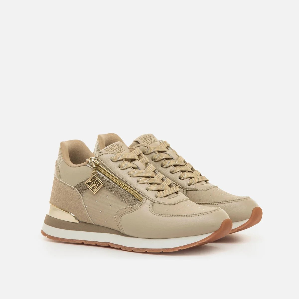 Sapatilhas Mariamare 68663 | Fecho Lateral | Bege ou Menta - Roma Pell