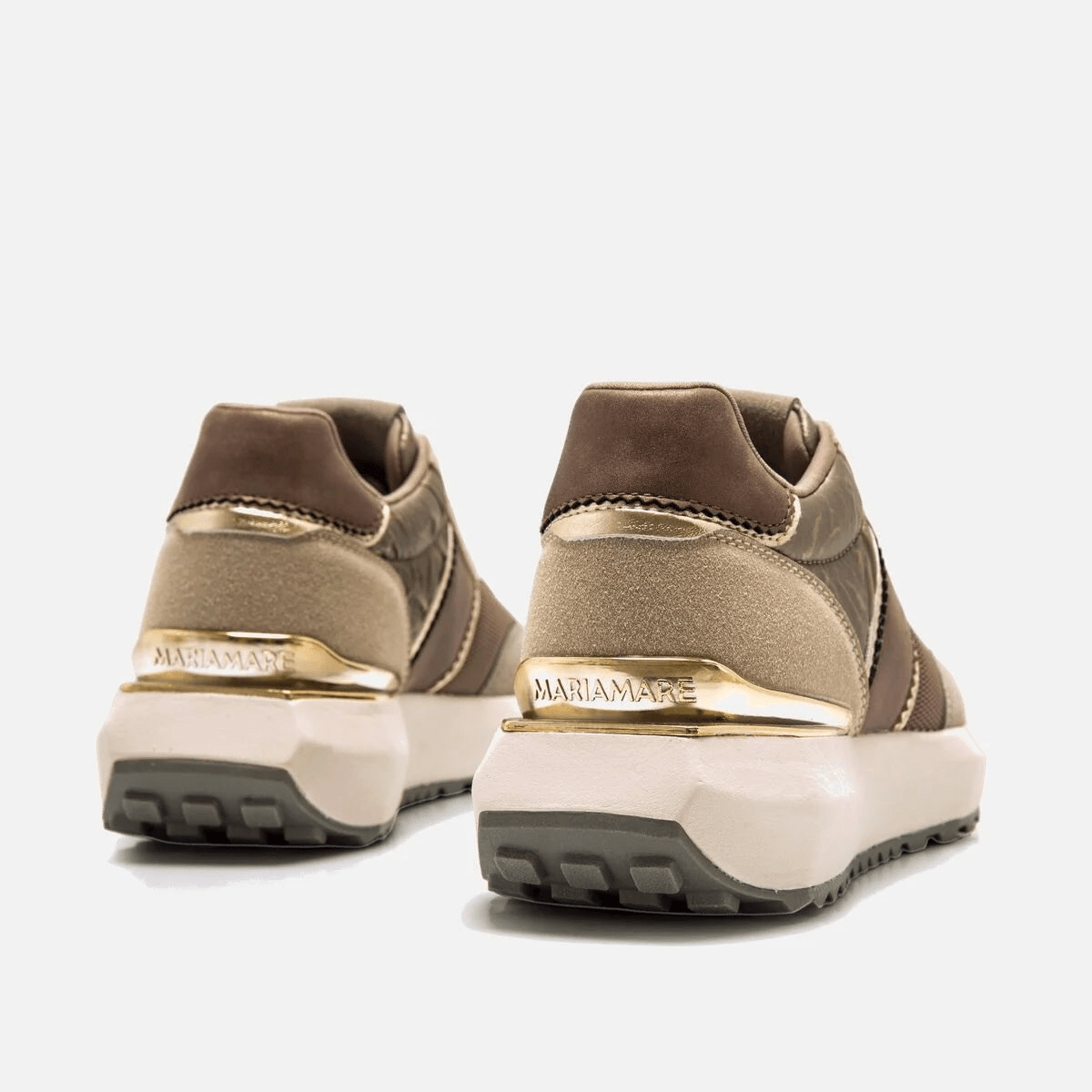 Sapatilhas Mariamare Femininas Bege e Castanho com Dourado | MM 63661 - Roma Pell