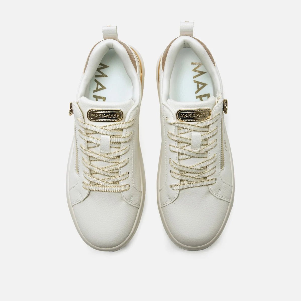 Sapatilhas Mariamare Femininas Gilda Branco e Dourado | 68660 - Roma Pell
