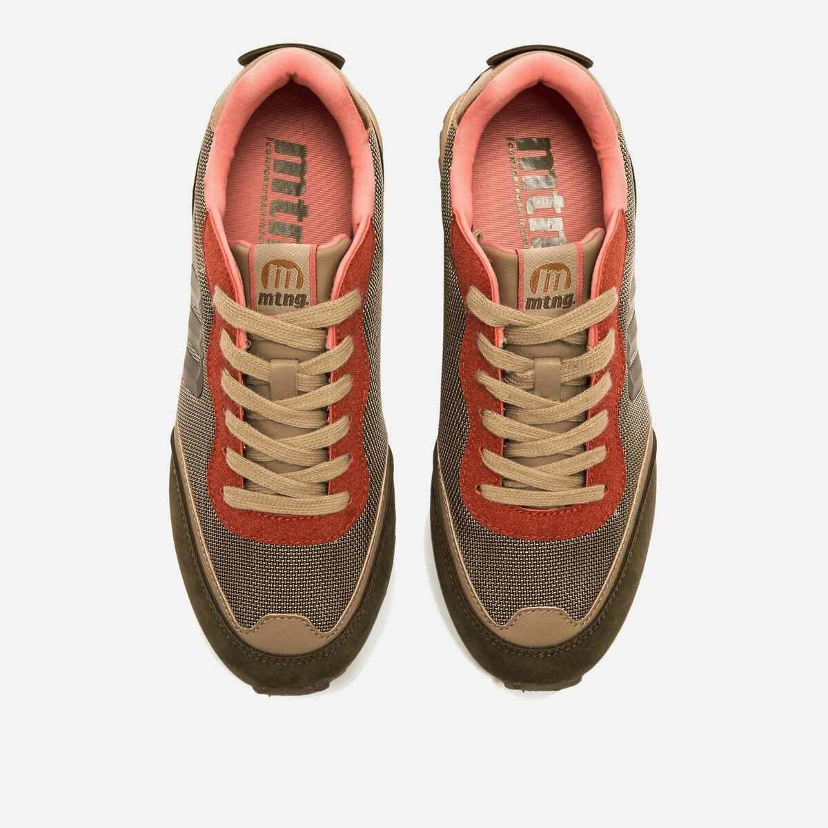 Sapatilhas Mustang Femininas Joggo Bordô e Caqui com Coral | 60872 - Roma Pell