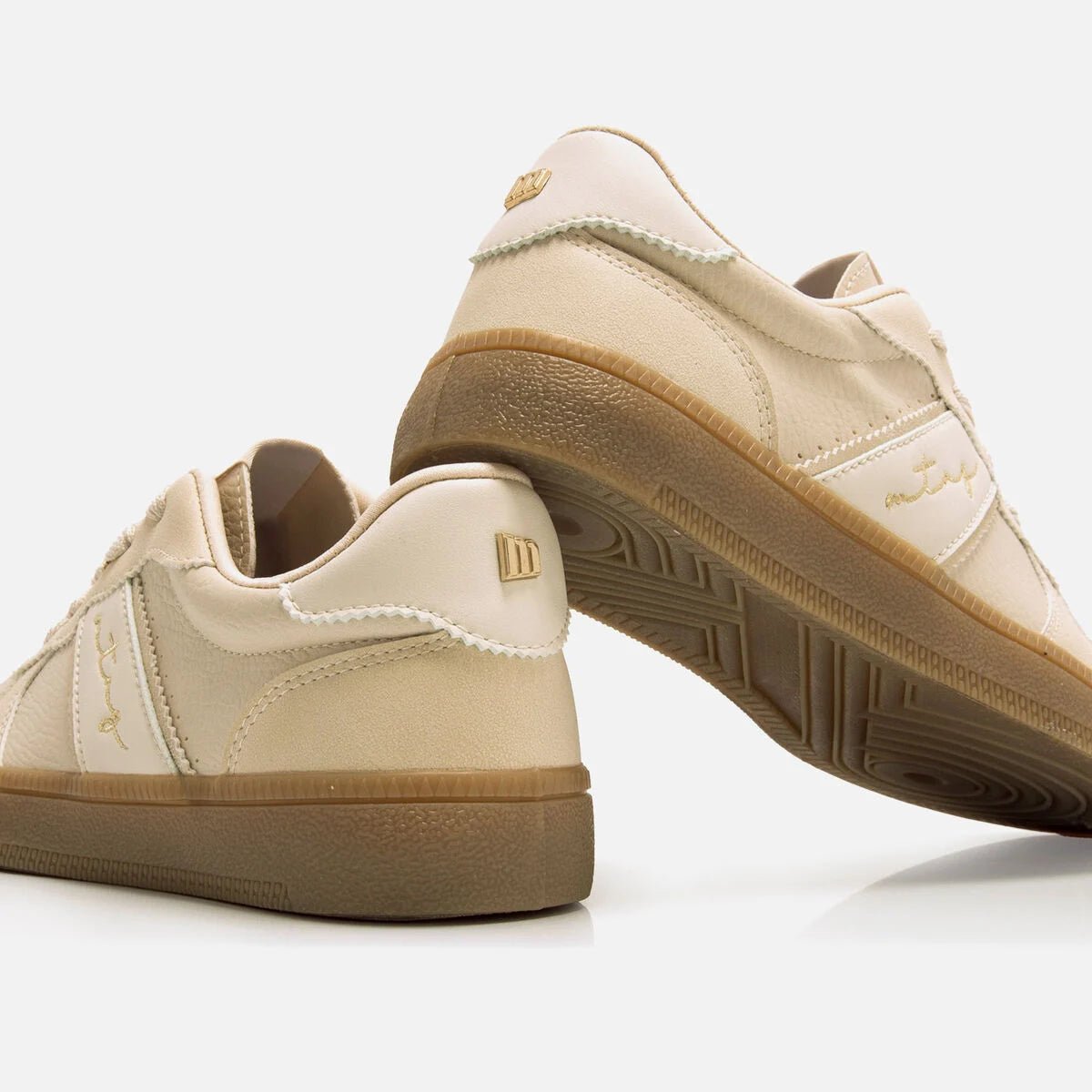 Sapatilhas Mustang Femininas Roy Bege e Branco | 60860 - Roma Pell