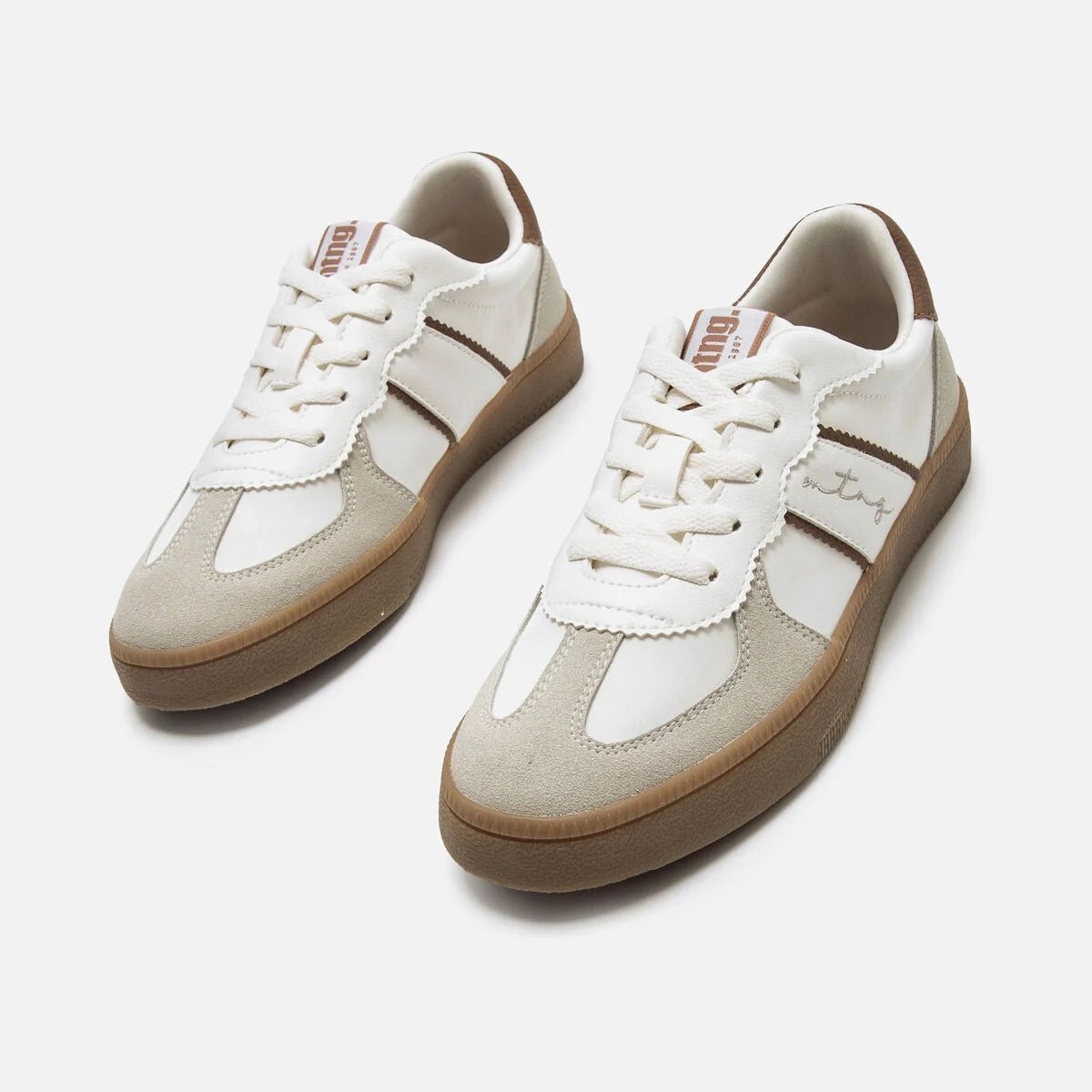 Sapatilhas Mustang Femininas Roy Branco e Castanho | 60860 - Roma Pell
