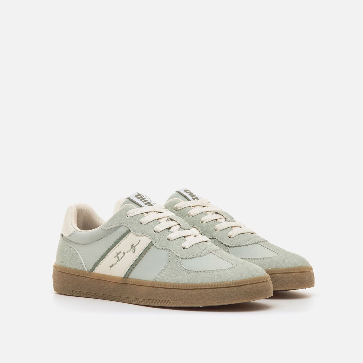 Sapatilhas Mustang Femininas Roy Verde Menta com Sola Caramelo | 60860 - Roma Pell