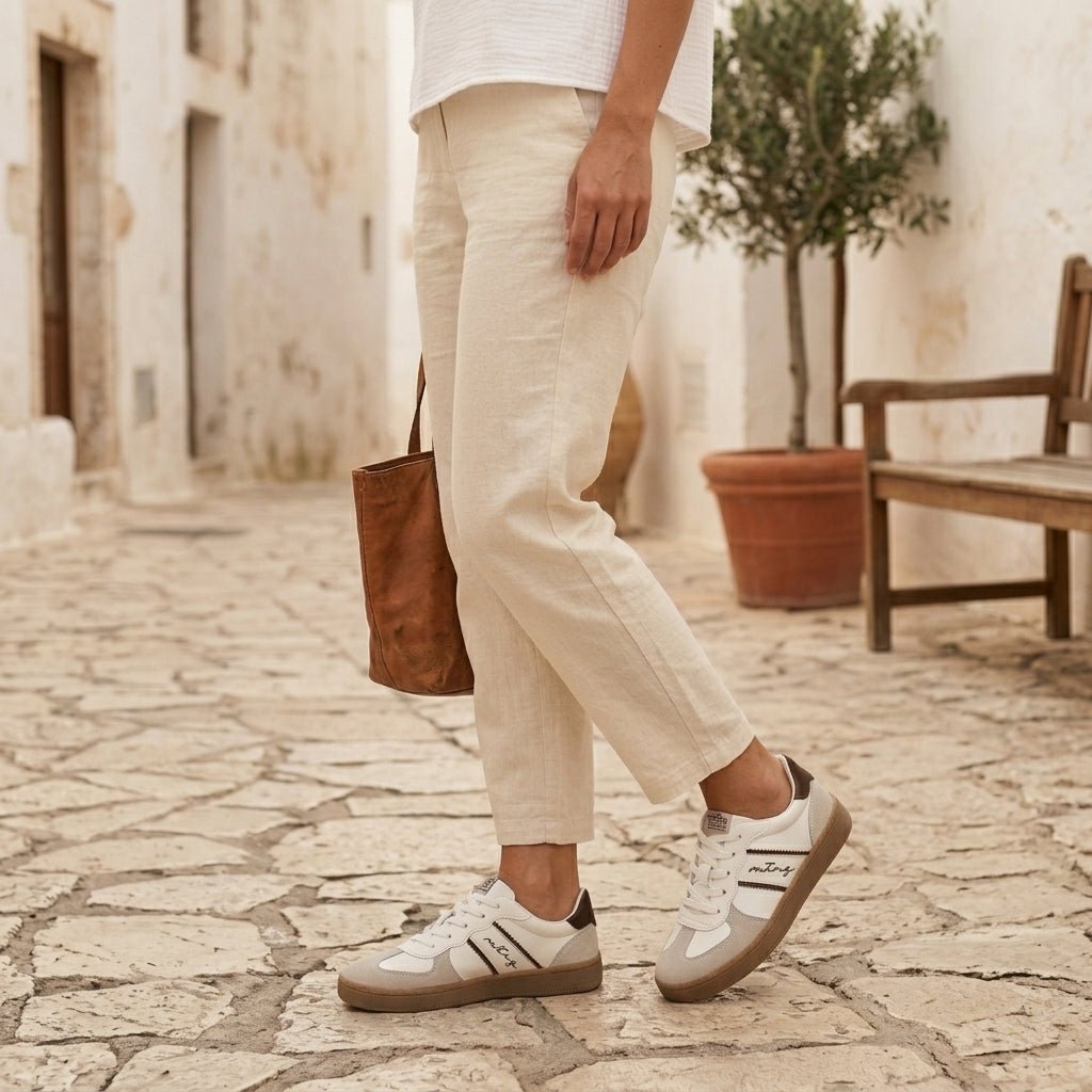Baskets Femme Mustang Roy Blanc et Marron | 60860