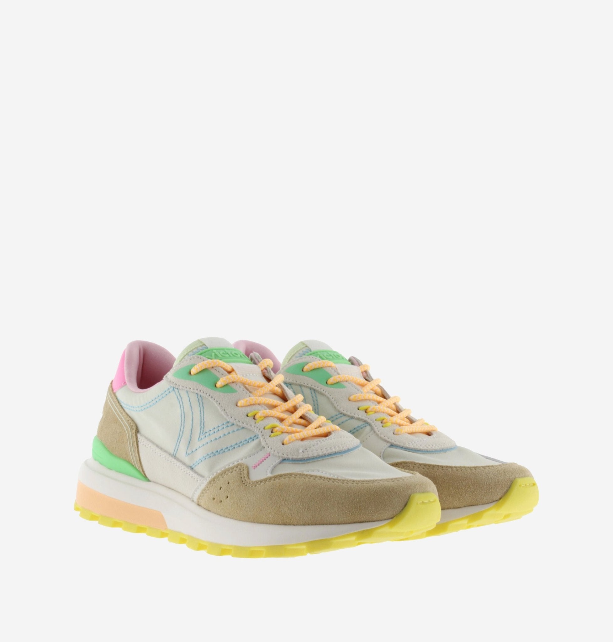 Sapatilhas Victória Multicolor Casual Bege - Roma Pell