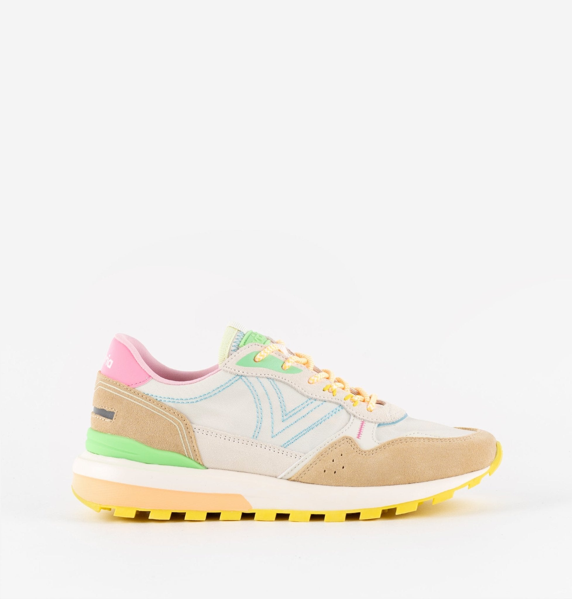 Sapatilhas Victória Multicolor Casual Bege - Roma Pell