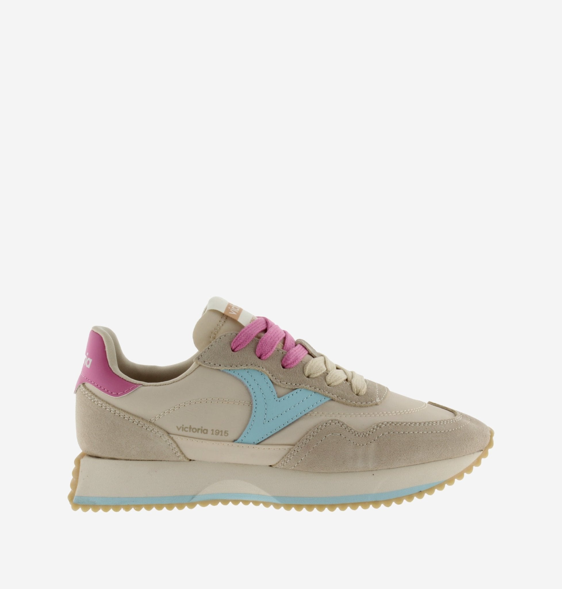 Sapatilhas Victória Multicolor Casual Desportivas Bege - Roma Pell