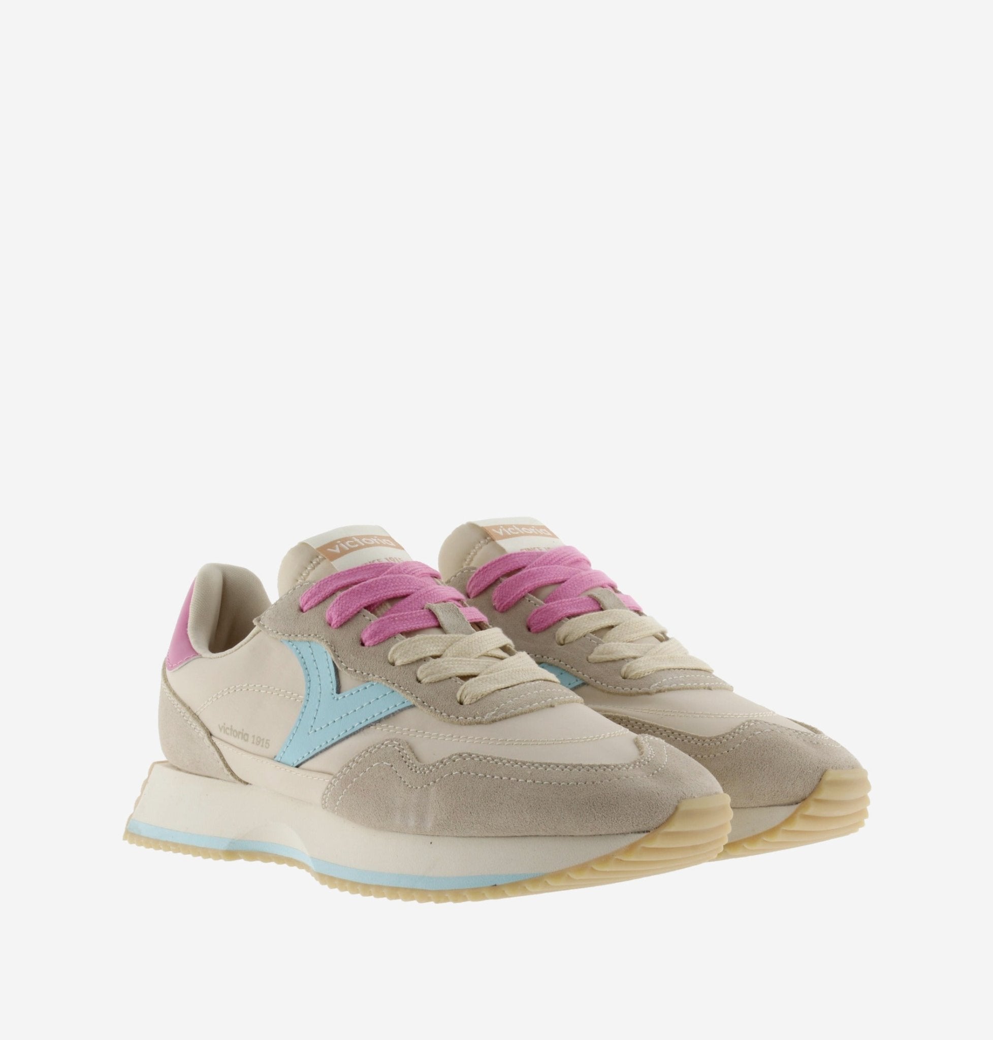 Sapatilhas Victória Multicolor Casual Desportivas Bege - Roma Pell