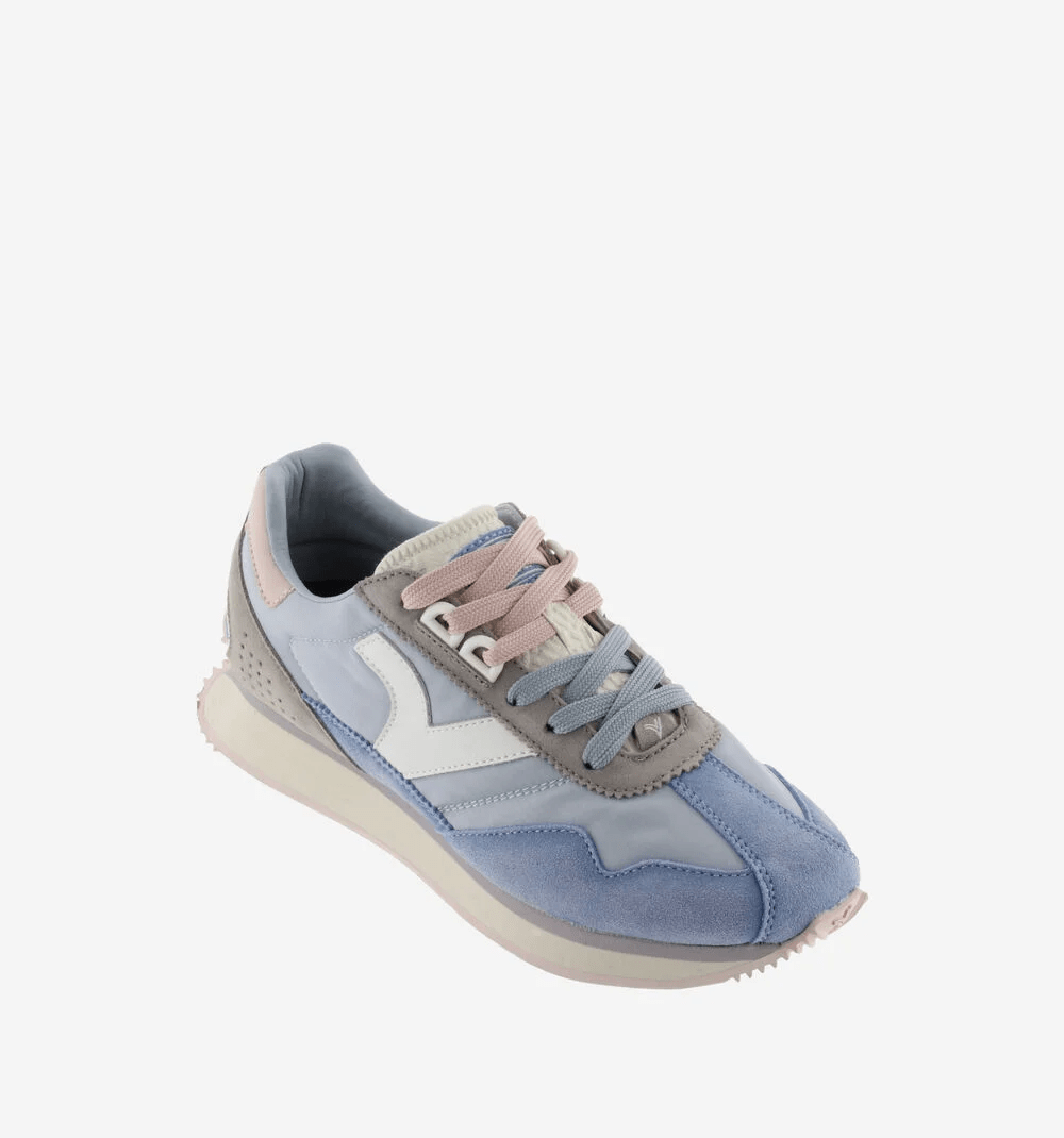 Sapatilhas Victória Retro Bicolor Nylon Pele Unissexo Azul - Roma Pell