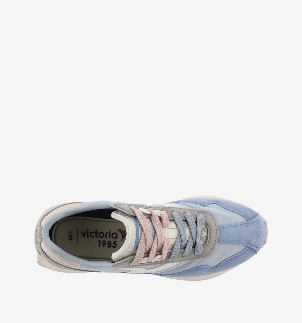 Sapatilhas Victória Retro Bicolor Nylon Pele Unissexo Azul - Roma Pell