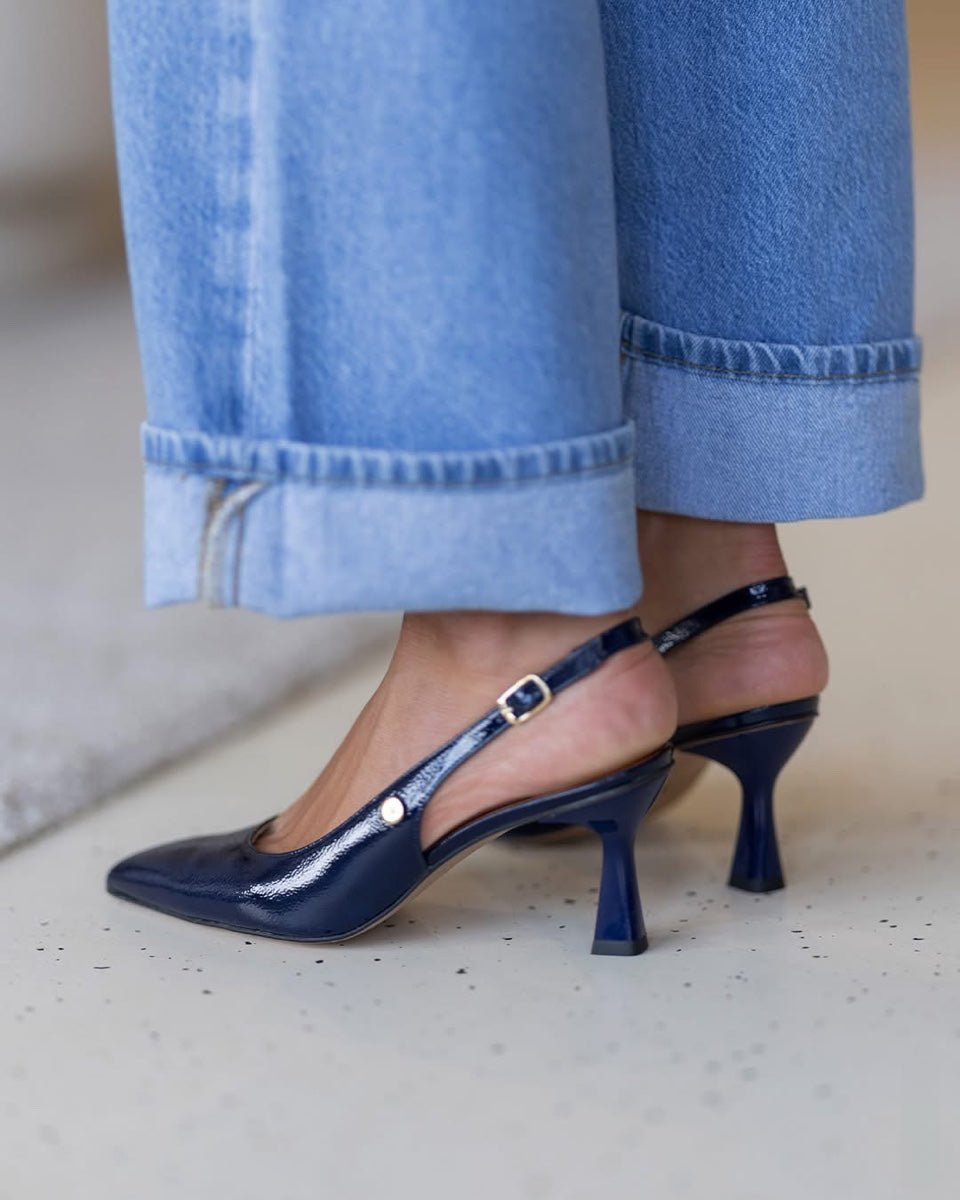 Sapato Slingback Bico Fino iNNovation | Conforto e Elegância - Roma Pell