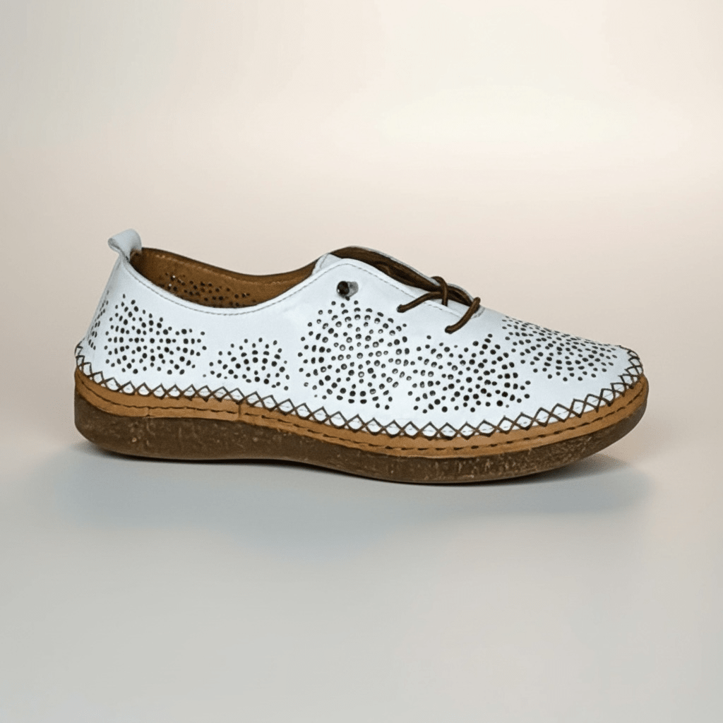 Sapato Vénus AD 8208L Branco — Conforto Anatómico em Pele Perfurada - Roma Pell