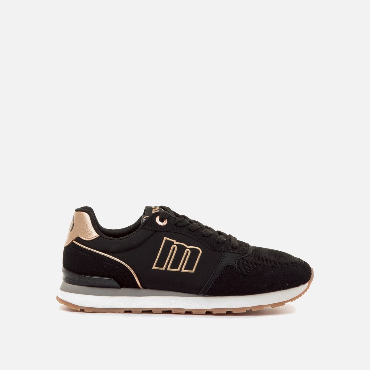 Ténis Mustang Joggo Classic Femininos | Preto e Dourado | Comfort Foam | Ref. 60909 - Roma Pell