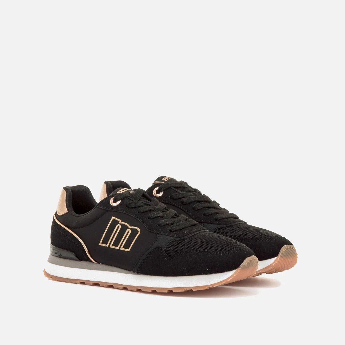 Ténis Mustang Joggo Classic Femininos | Preto e Dourado | Comfort Foam | Ref. 60909 - Roma Pell