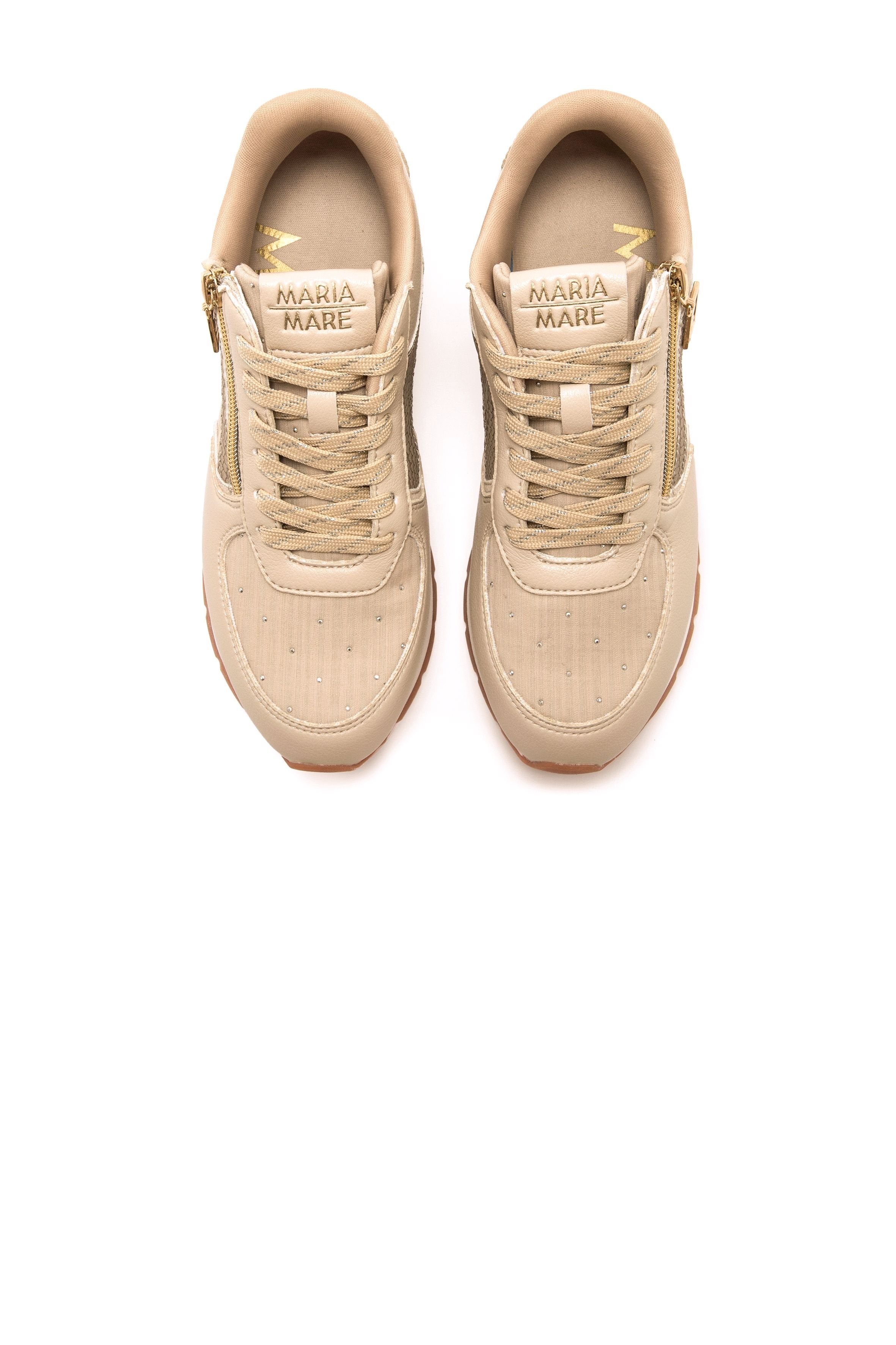 Sapatilhas Mariamare Femininas Bege e Dourado com Fecho Lateral | 68663