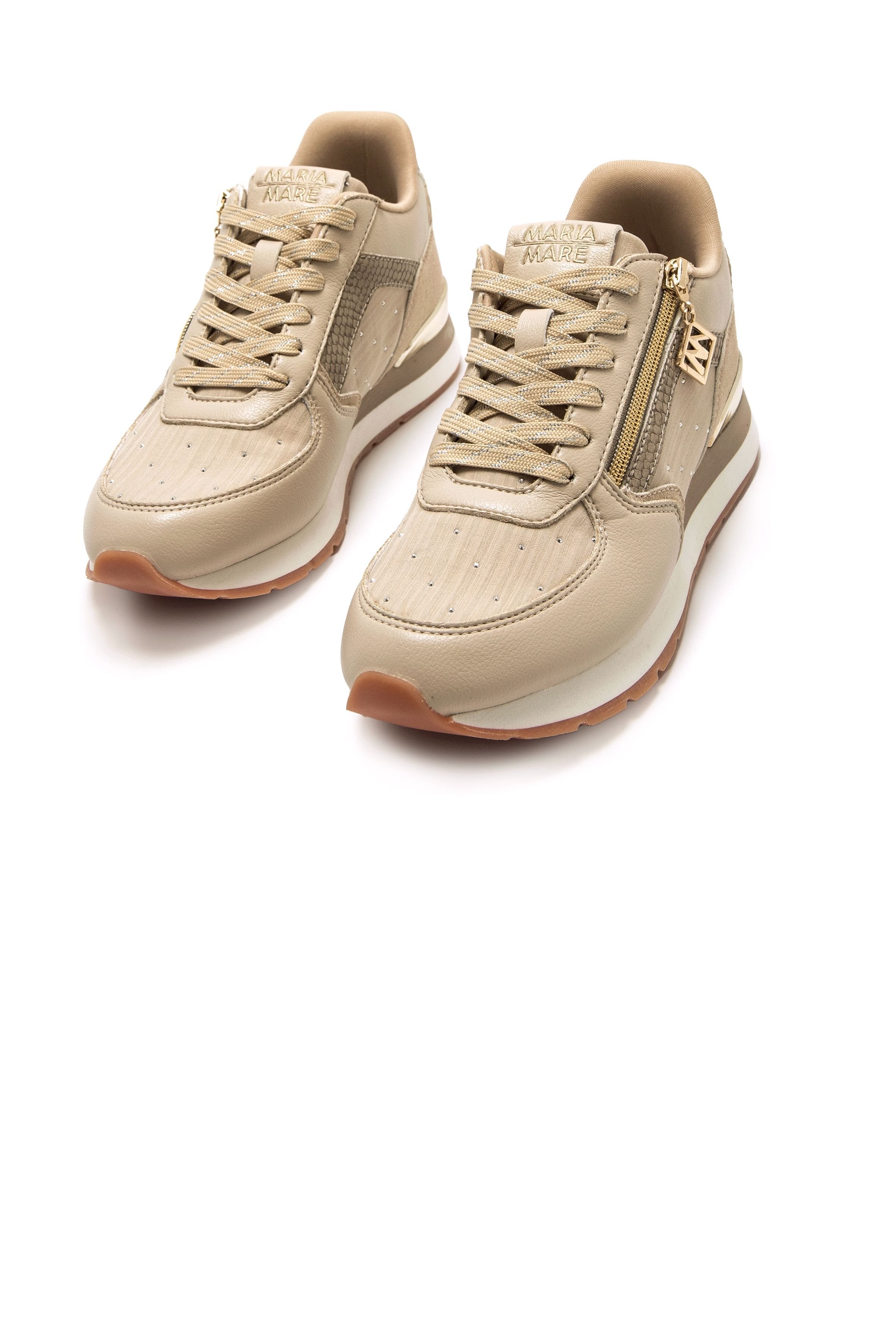 Sapatilhas Mariamare Femininas Bege e Dourado com Fecho Lateral | 68663